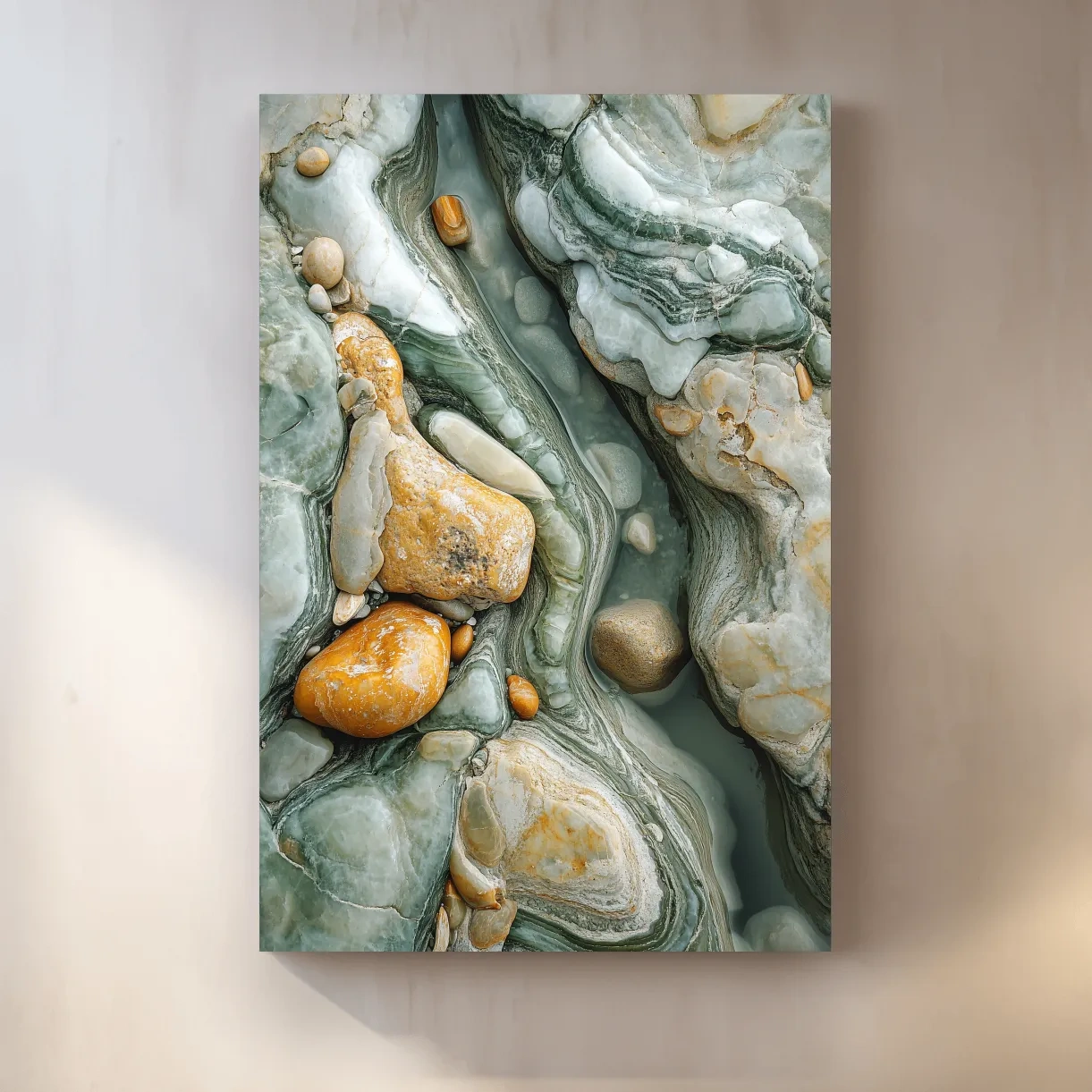 Natural stone and rock wall artwork, textured abstract flowing design