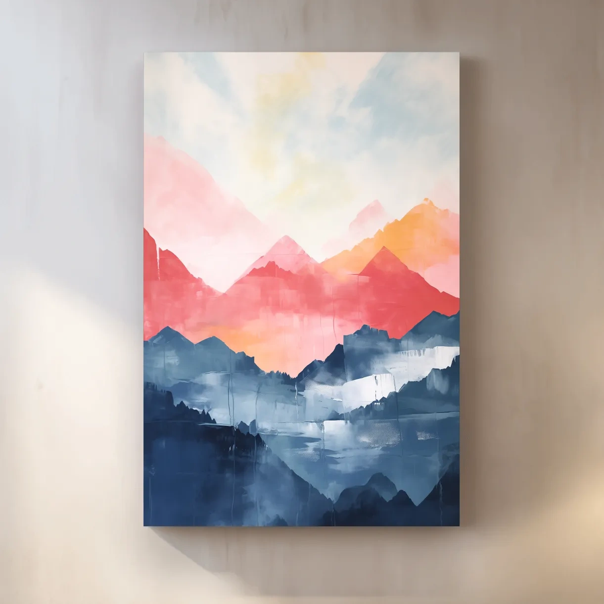 Colorful Abstract Mountain Sunrise Watercolor - Vibrant Pastel Landscape Wall Art