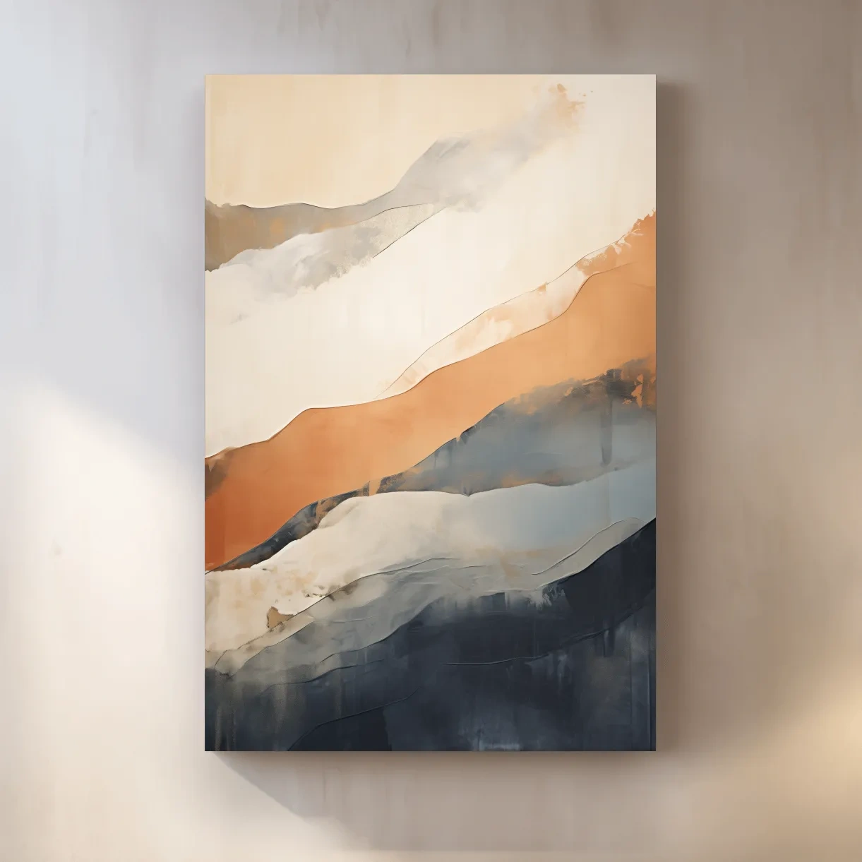 Abstract artwork painting, subtle mountain shapes