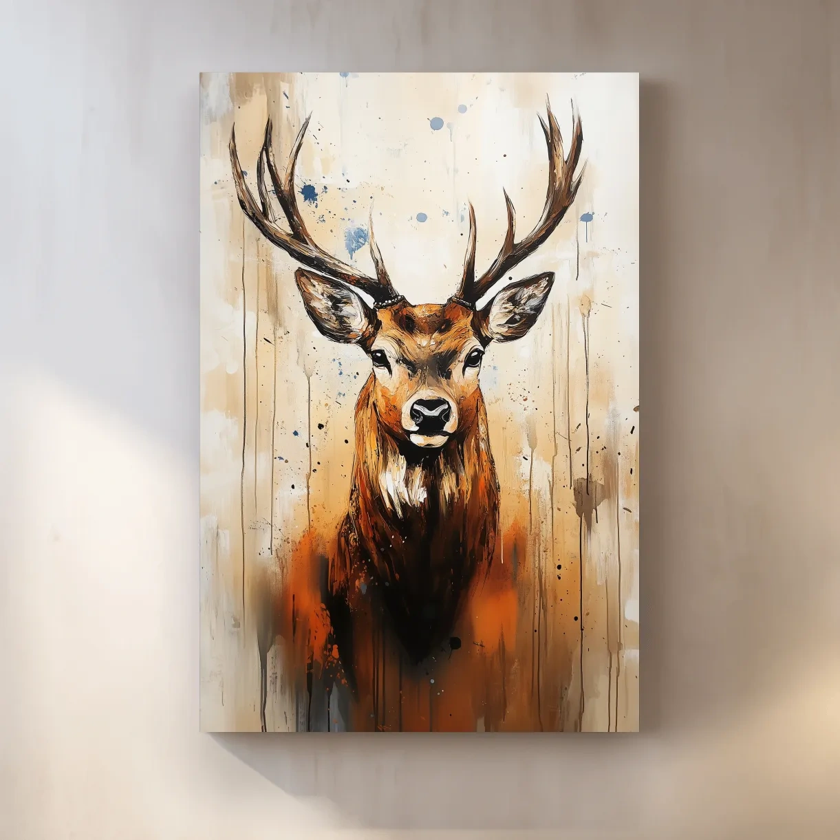 Impasto Style Deer Stag Portrait - Rustic Wildlife Wall Art