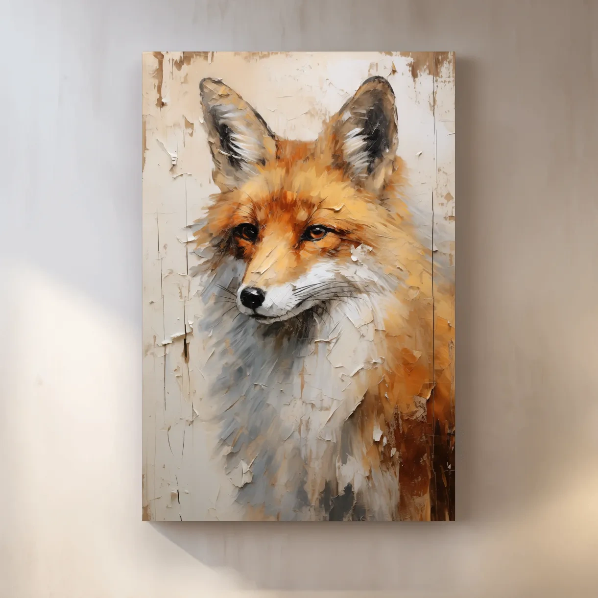 Fox Portrait Painting - Rustic Wildlife Wall Art Print