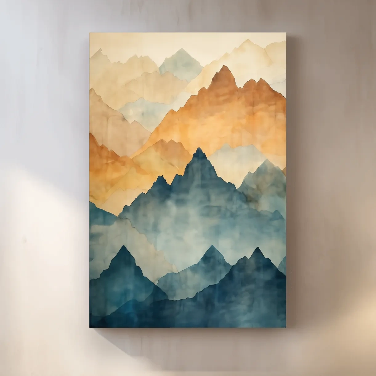 Foggy Layered Mountain Watercolor Landscape - Abstract Wall Art