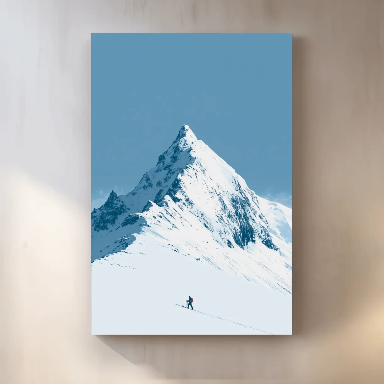 Snowy Alpine Peak Backcountry Skier - Minimalist Mountain Wall Art