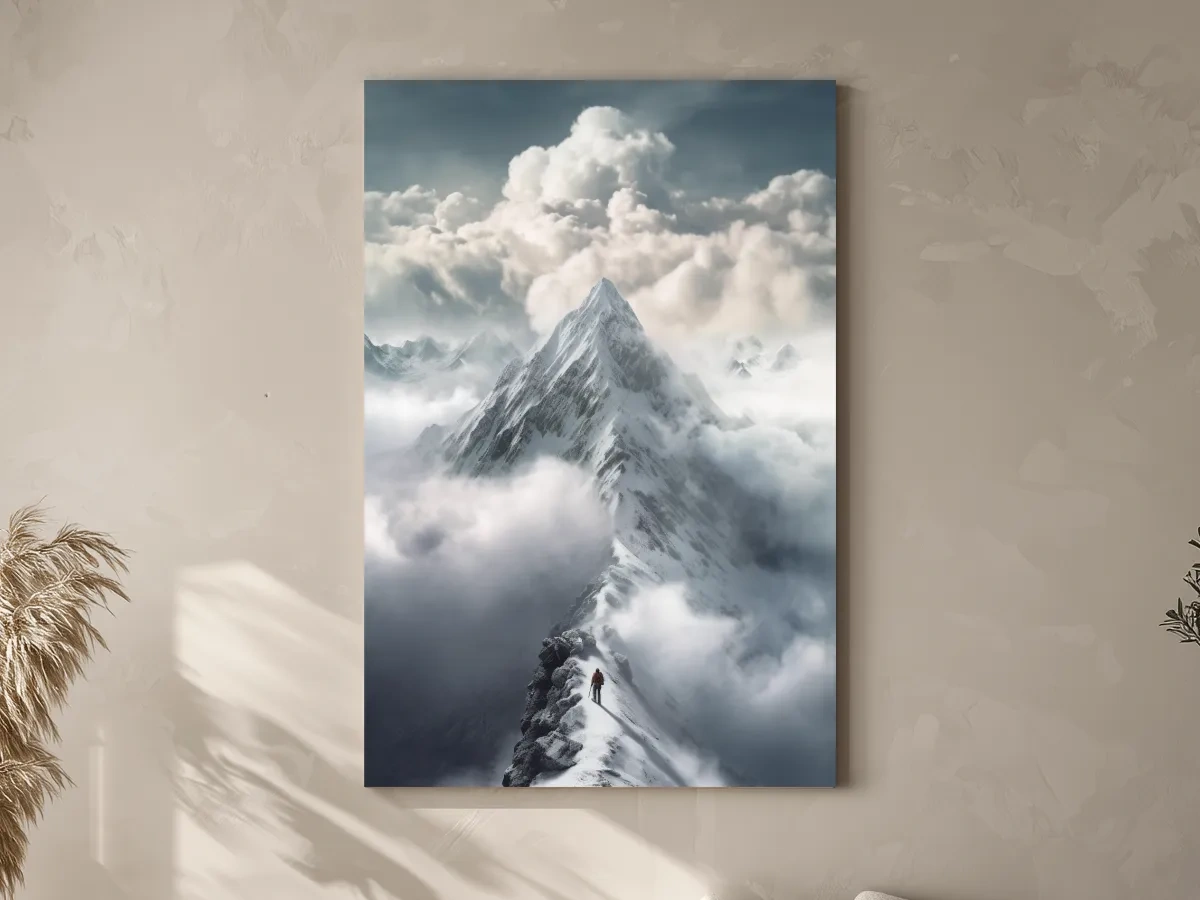 Snowcapped Peak Above The Clouds - Dramatic Alpine Summit Wall Art