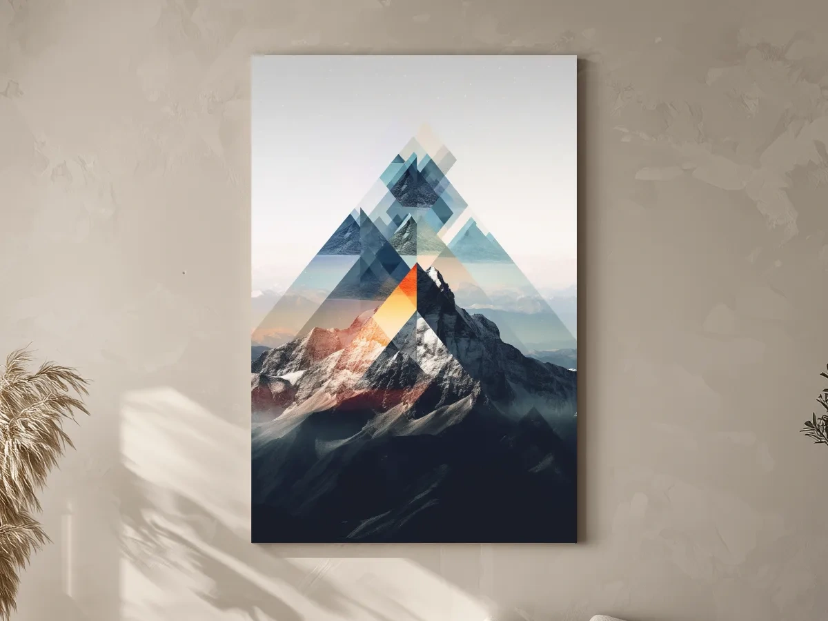 Geometric Abstract Mountain Peak Collage - Minimalist Landscape Artwork