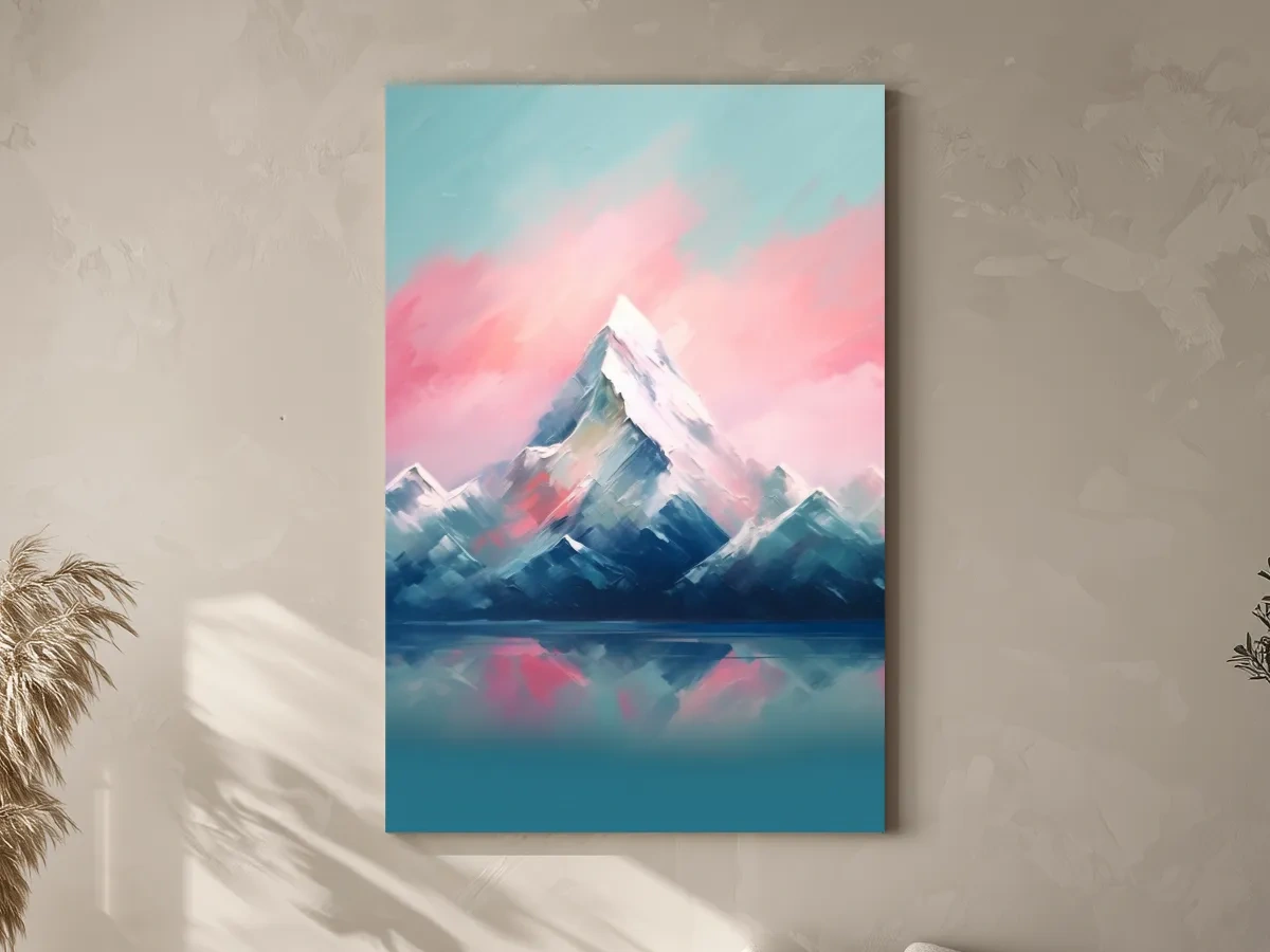 Pastel Alpine Peak Painting - Impressionism Watercolor Mountain Wall Art