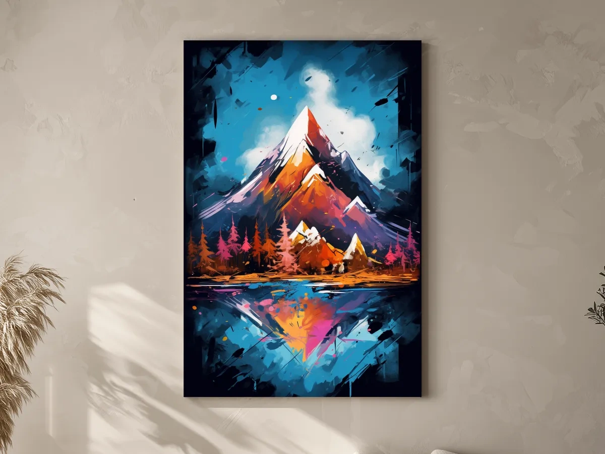 Abstract dynamic mountain painting