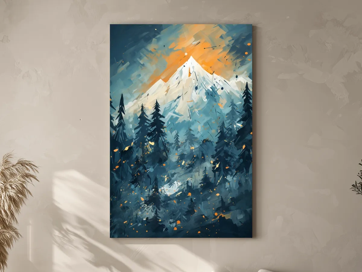 Dynamic mountain sunset art