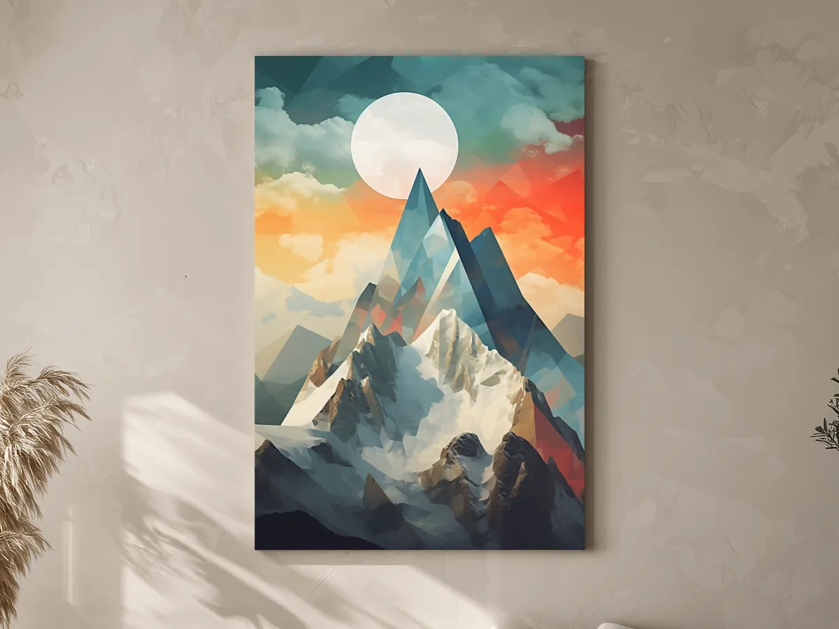 Suprematism Alpine Mountain Peak Sunrise - Abstract Landscape Wall Art