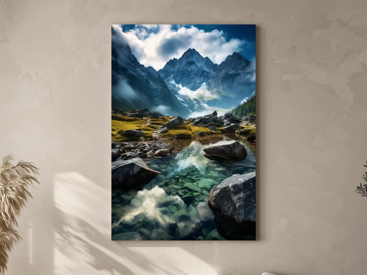 Moody Alpine Mountain Lake Reflection - Dramatic Landscape Photography Wall Art
