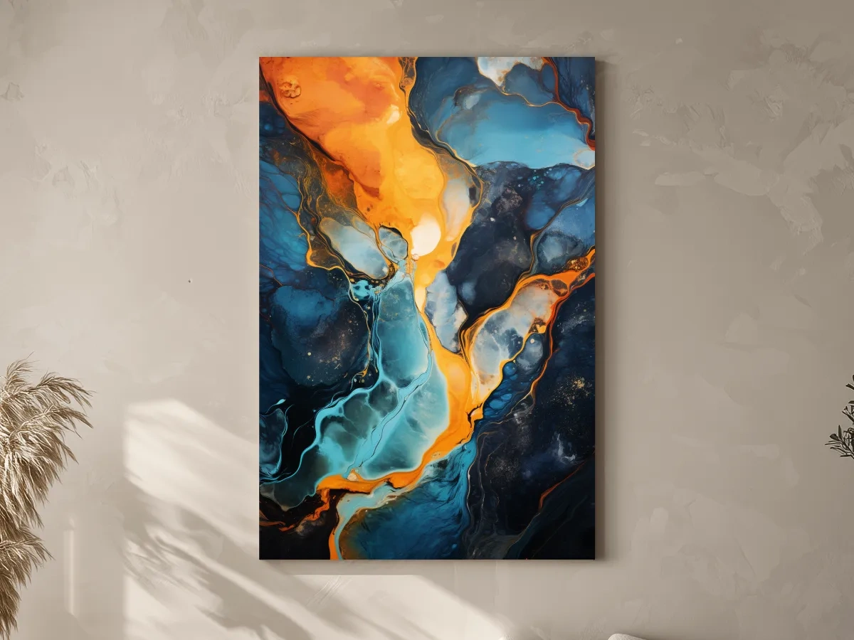 Vibrant Fluid River Abstract Painting - Alcohol Ink Style Wall Art