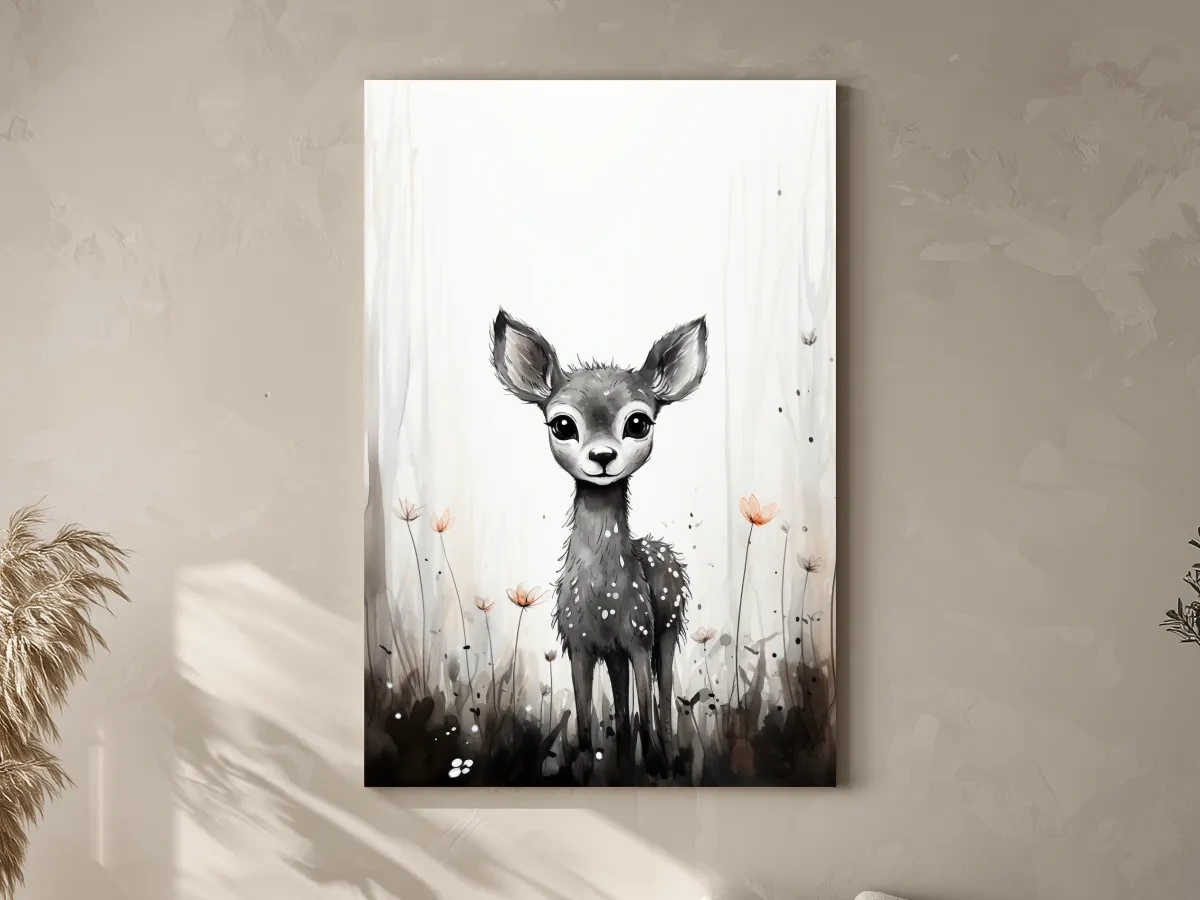 Cute baby deer, simple watercolor illustration drawing art