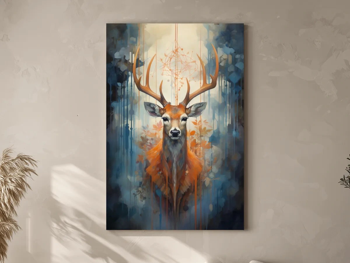 Majestic Stag Portrait - Abstract Wildlife Painting Wall Art