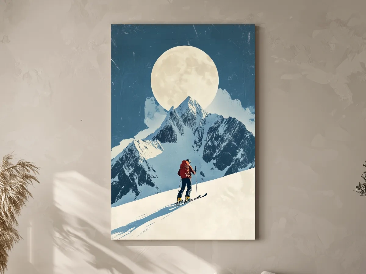 Retro Ski Poster Wall Art - Vintage Winter Artwork