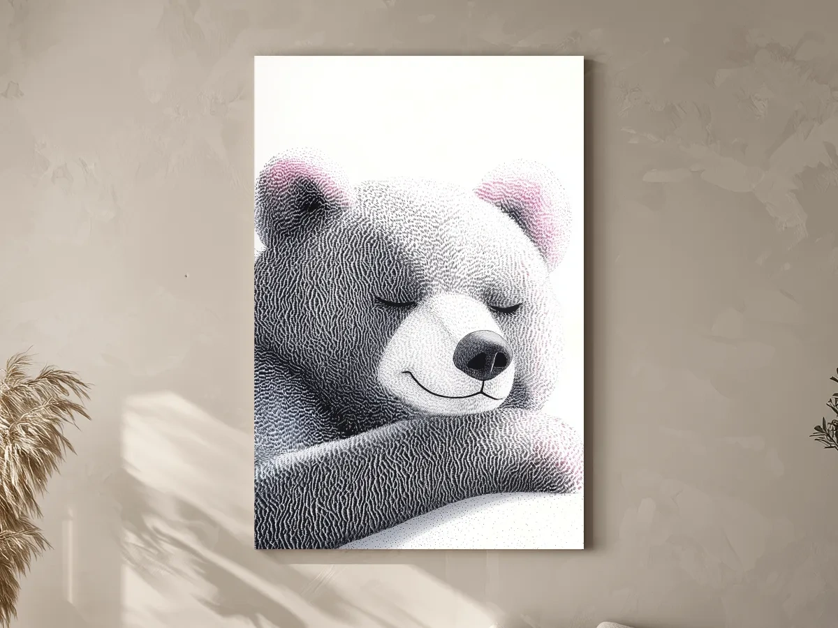 Cute Teddy Bear Illustration - Minimalist Nursery Animal Wall Art