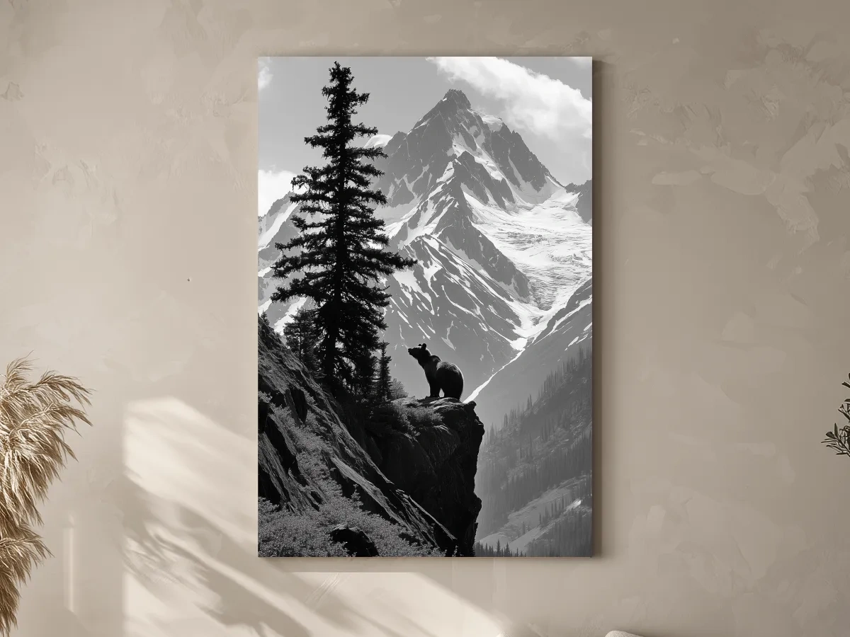 Grizzly Bear Mountain Vista - Photographic Alpine Wilderness Wall Art