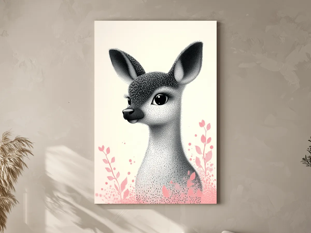Cute Baby Deer Portrait Illustration - Childrens Nursery Animal Wall Art