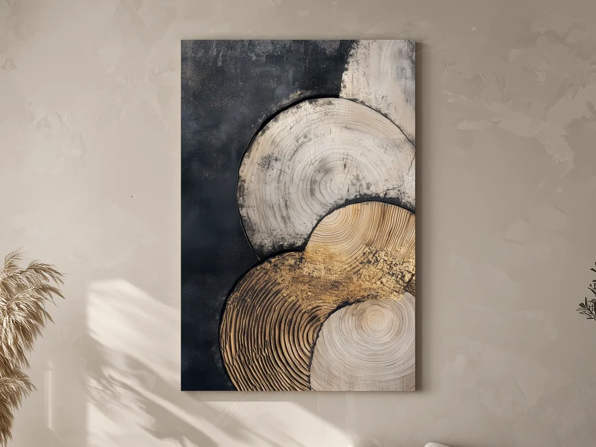 Abstract Wood Grain Circles - Modern Textured Geometric Wall Art