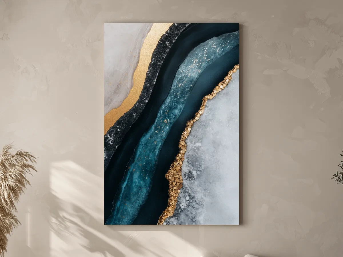 Elegant Gold Natural Geode Abstract - Modern Resin Style Wall Art