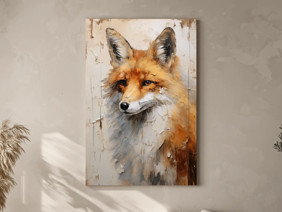 Fox Portrait Painting - Rustic Wildlife Wall Art Print