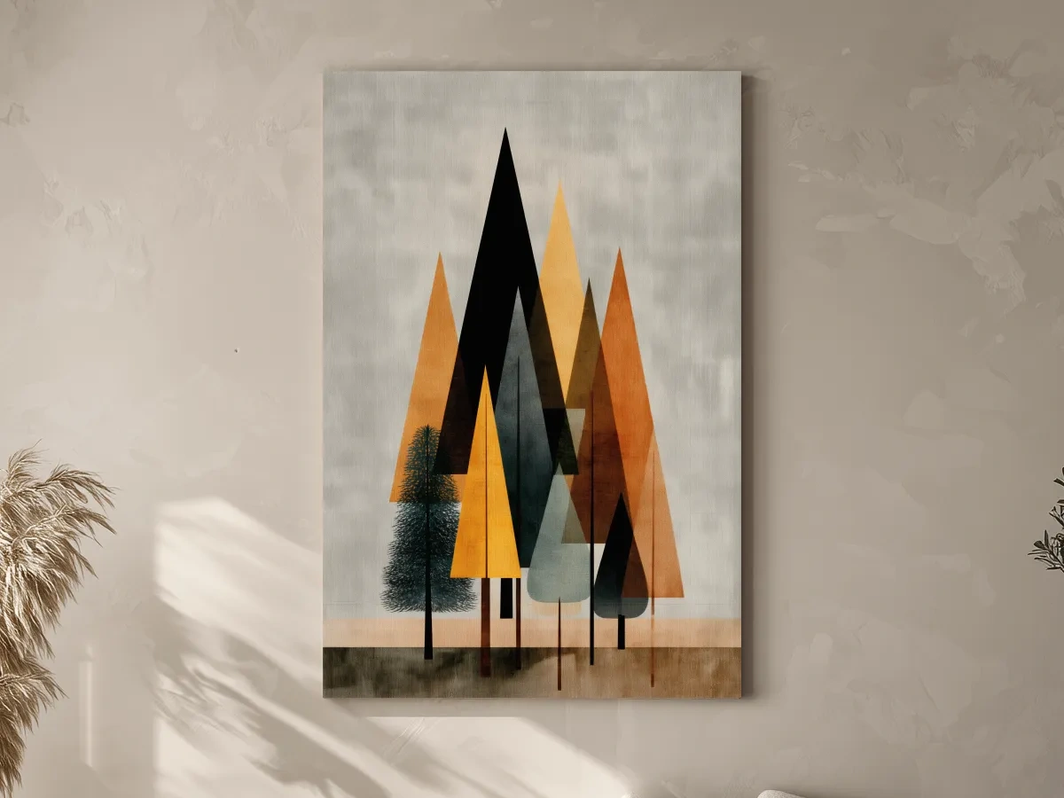 Minimalist Geometric Pine Tree Forest - Mid Century Modern Scandinavian Wall Art