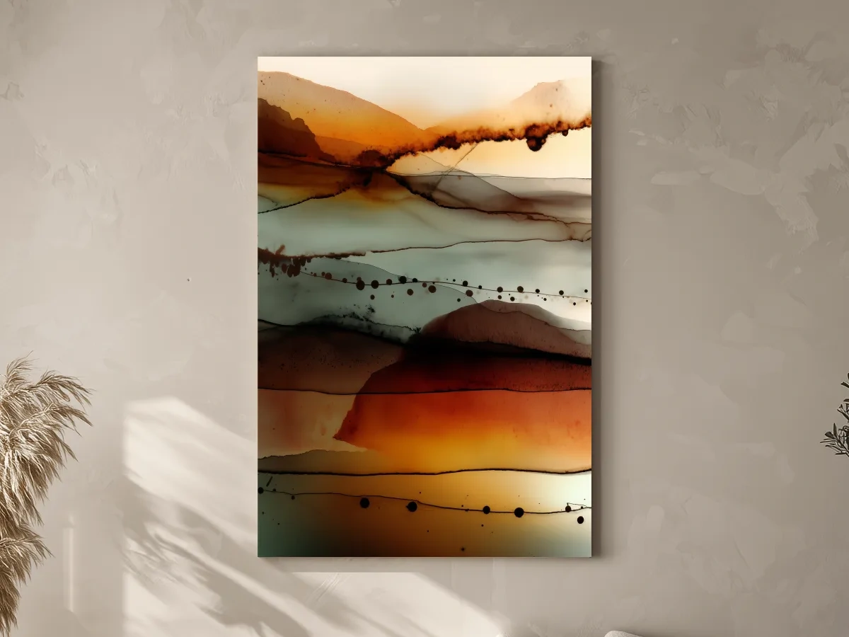Moody Abstract Mountain Horizon Watercolor - Modern Landscape Wall Art
