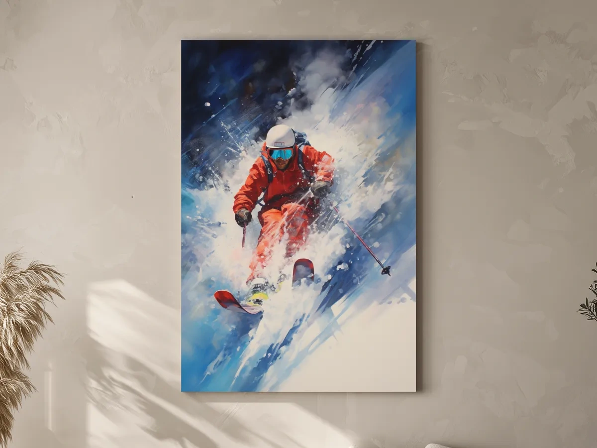 Powder Skier Dynamic Painting - Winter Sports Wall Art