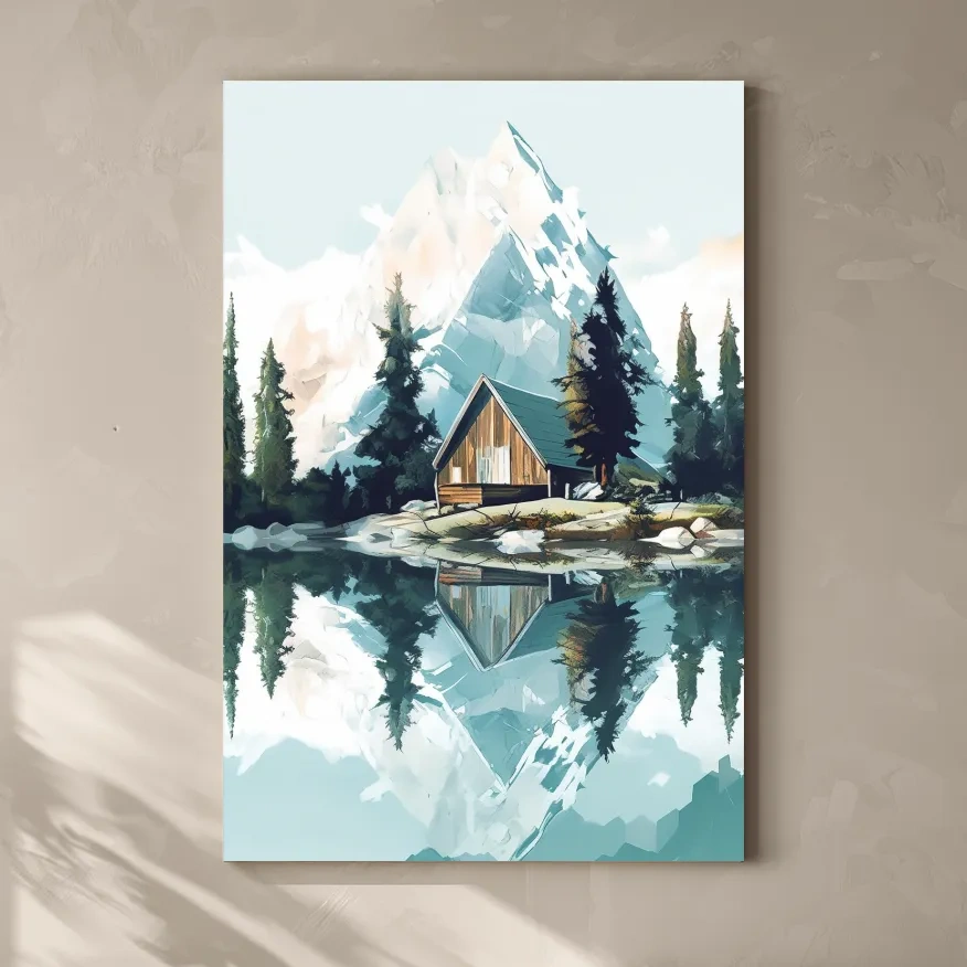 Painting of a cabin in the alpine