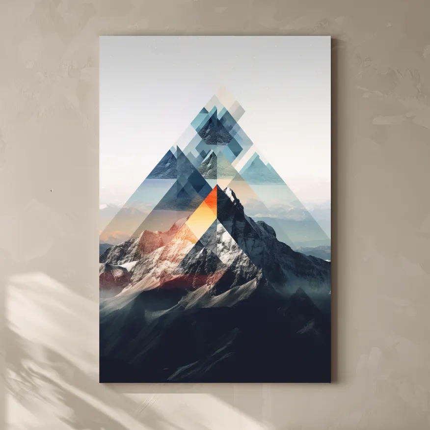 Geometric Abstract Mountain Peak Collage - Minimalist Landscape Artwork
