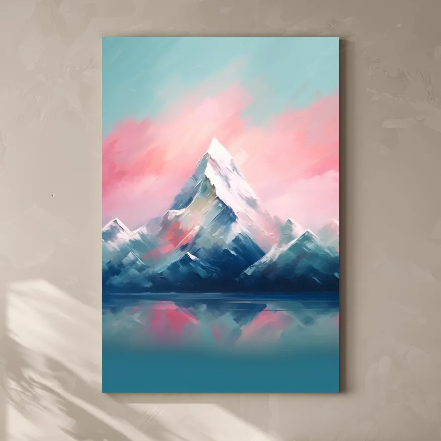 Pastel Alpine Peak Painting - Impressionism Watercolor Mountain Wall Art