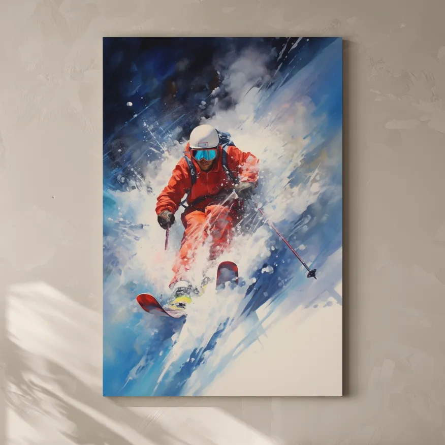 Powder Skier Dynamic Painting - Winter Sports Wall Art