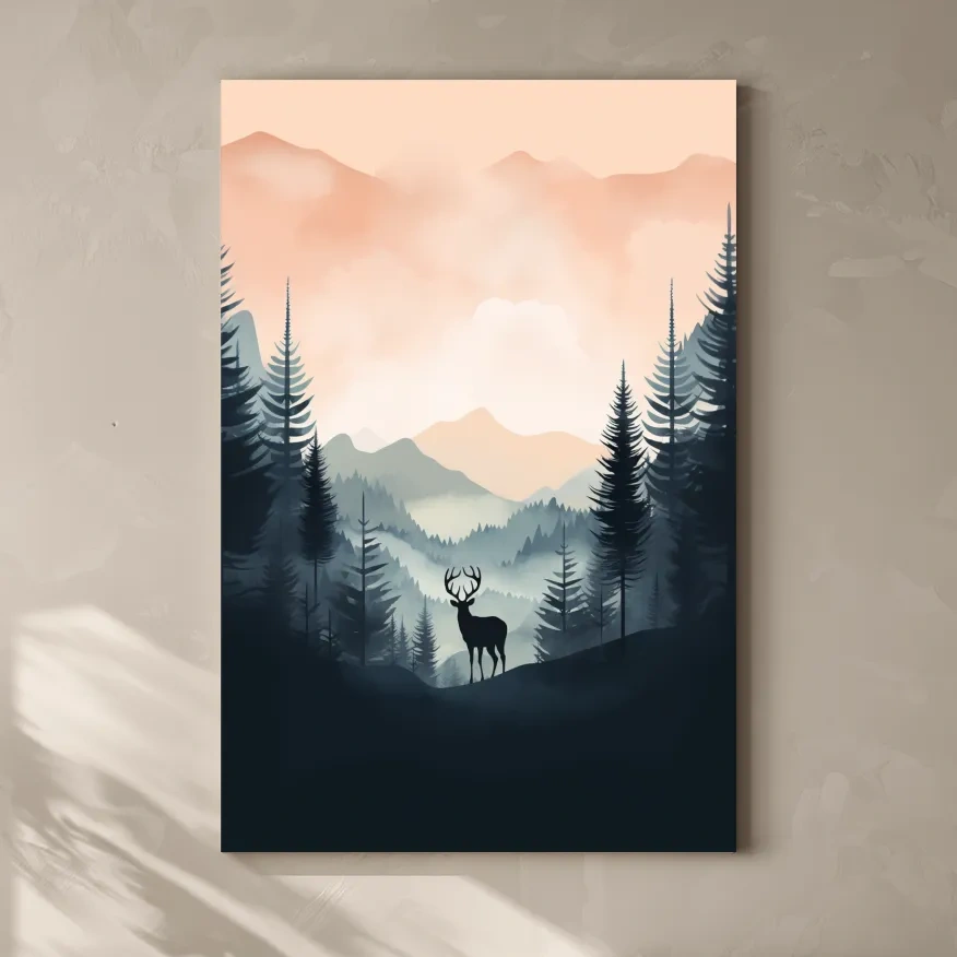 Silhouette of a deer, pastel illustration