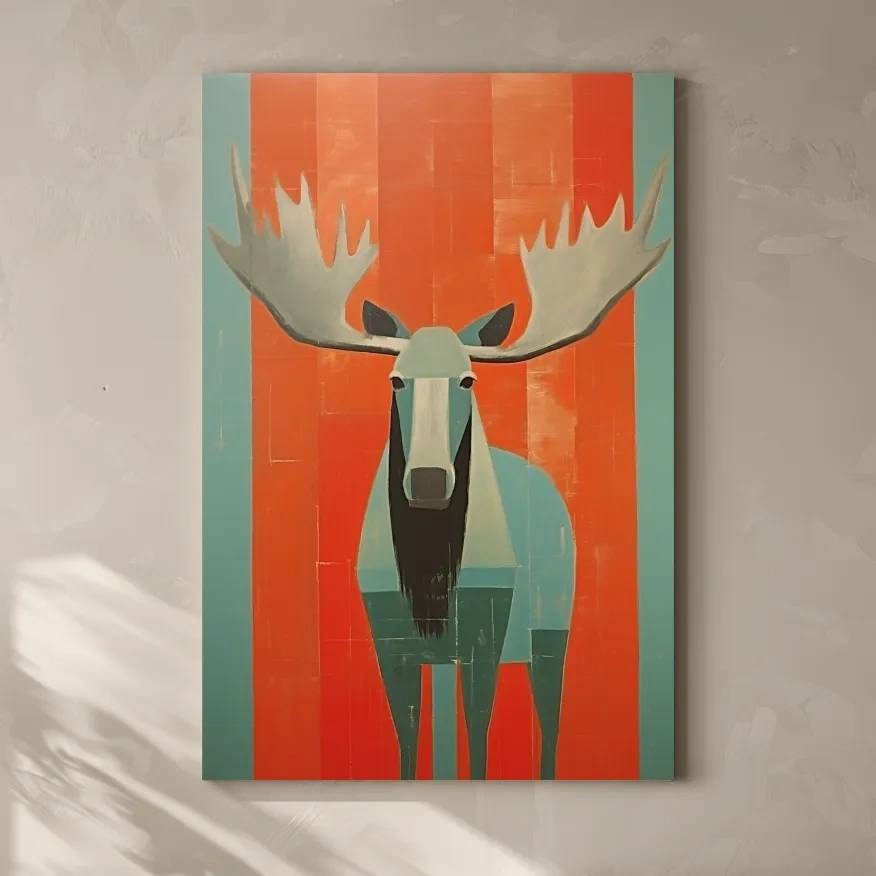 Rustic painting of a moose on wood