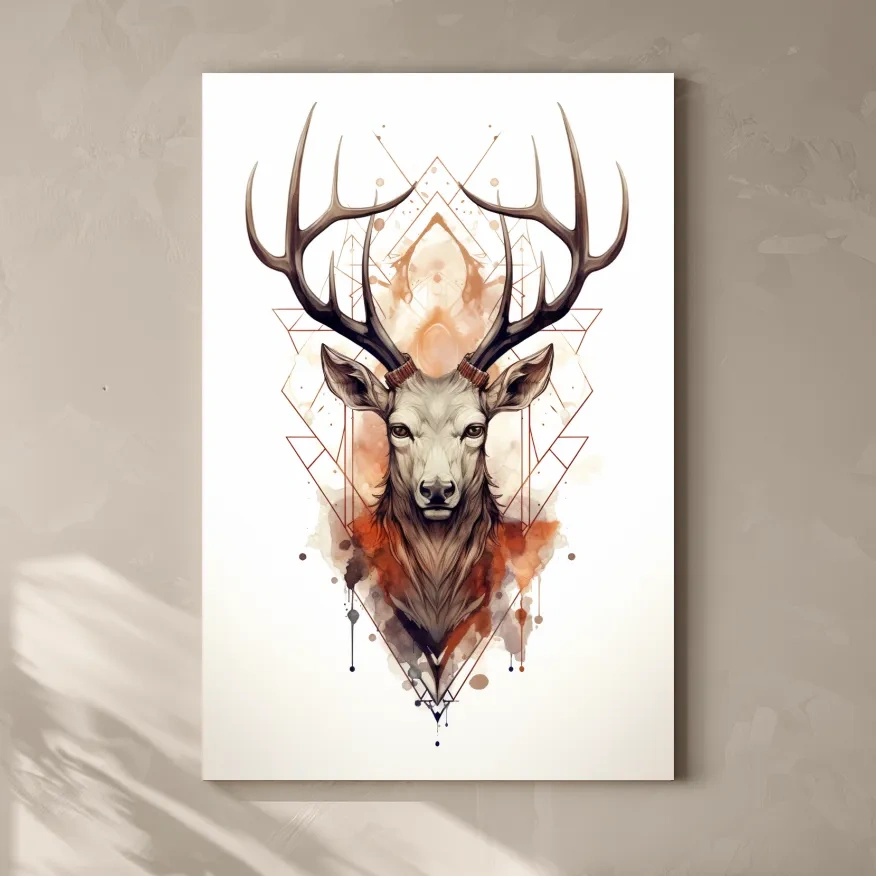 Ornate patterned illustration of a deers head