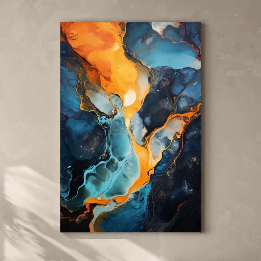 Vibrant Fluid River Abstract Painting - Alcohol Ink Style Wall Art