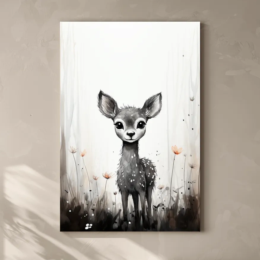 Cute baby deer, simple watercolor illustration drawing art