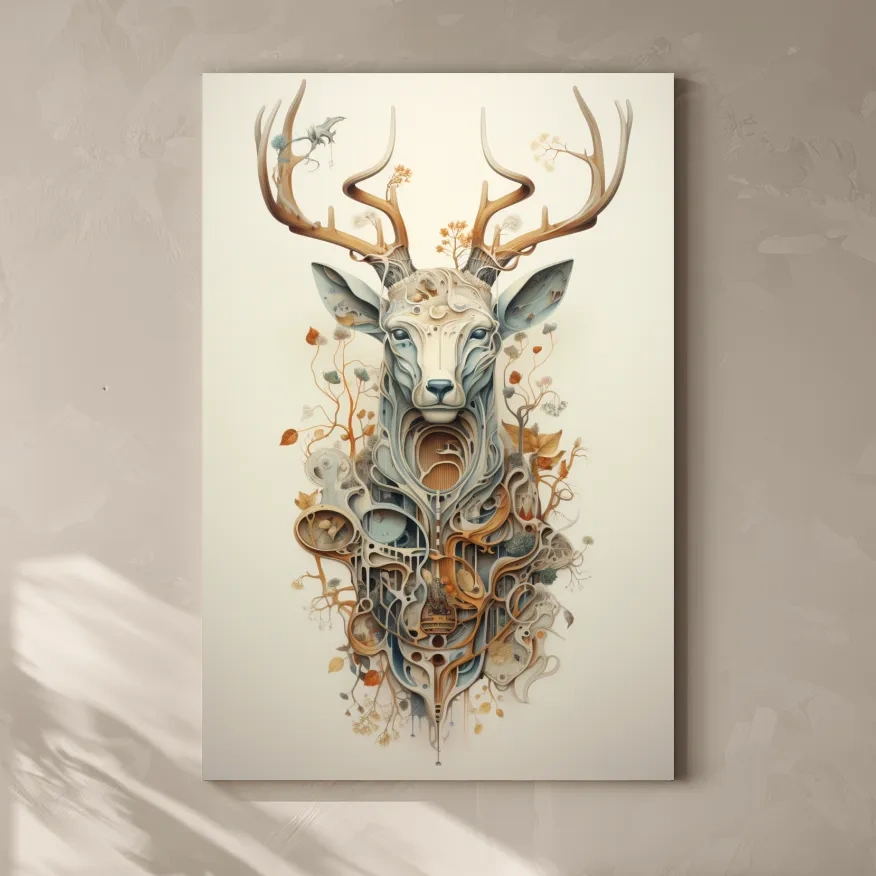 Trippy ornate floral deer head art
