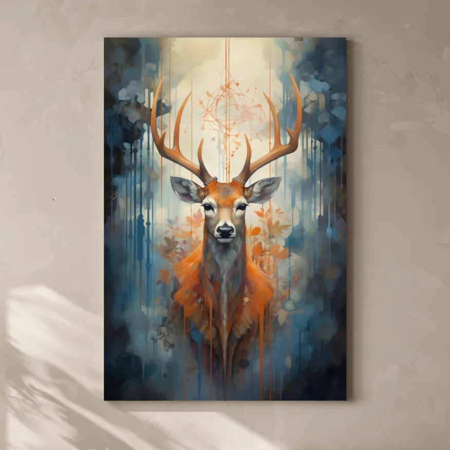 Abstract painting of a majestic deer head