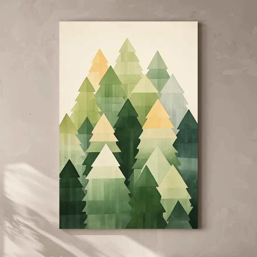 Rustic bohemian forest watercolor painting wall art