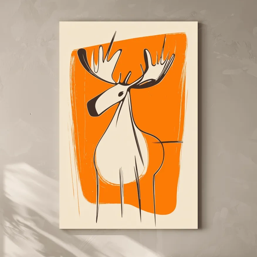 Fun caricature wall art illustration of a cartoon moose