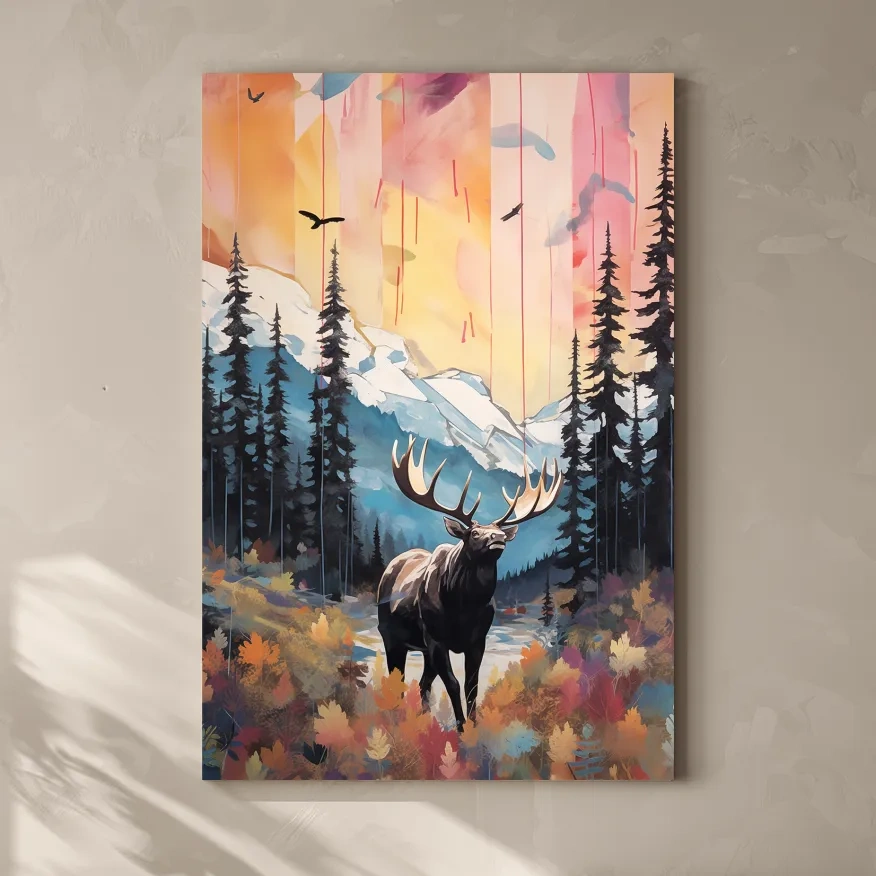 Abstract painting of a majestic moose