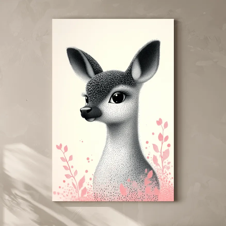 Cute Baby Deer Portrait Illustration - Childrens Nursery Animal Wall Art