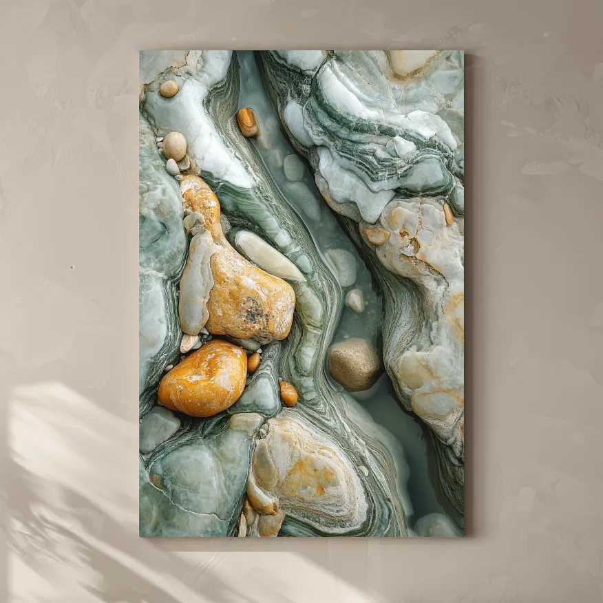 Natural stone and rock wall artwork, textured abstract flowing design