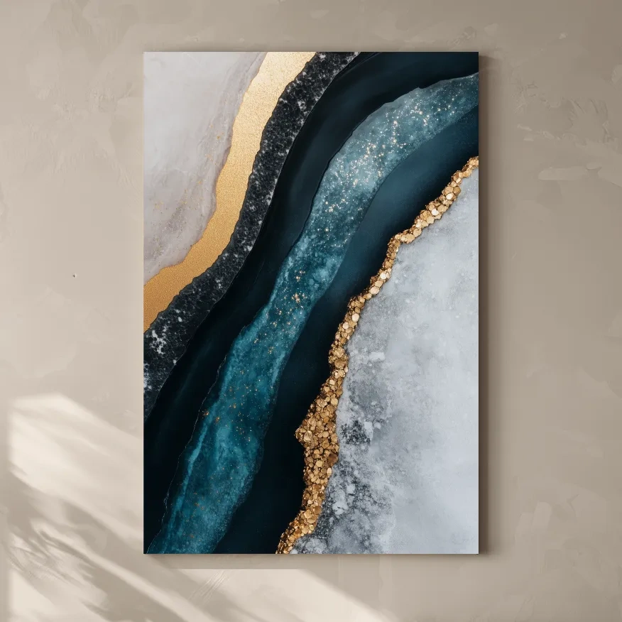 Elegant Gold Natural Geode Abstract - Modern Resin Style Wall Art