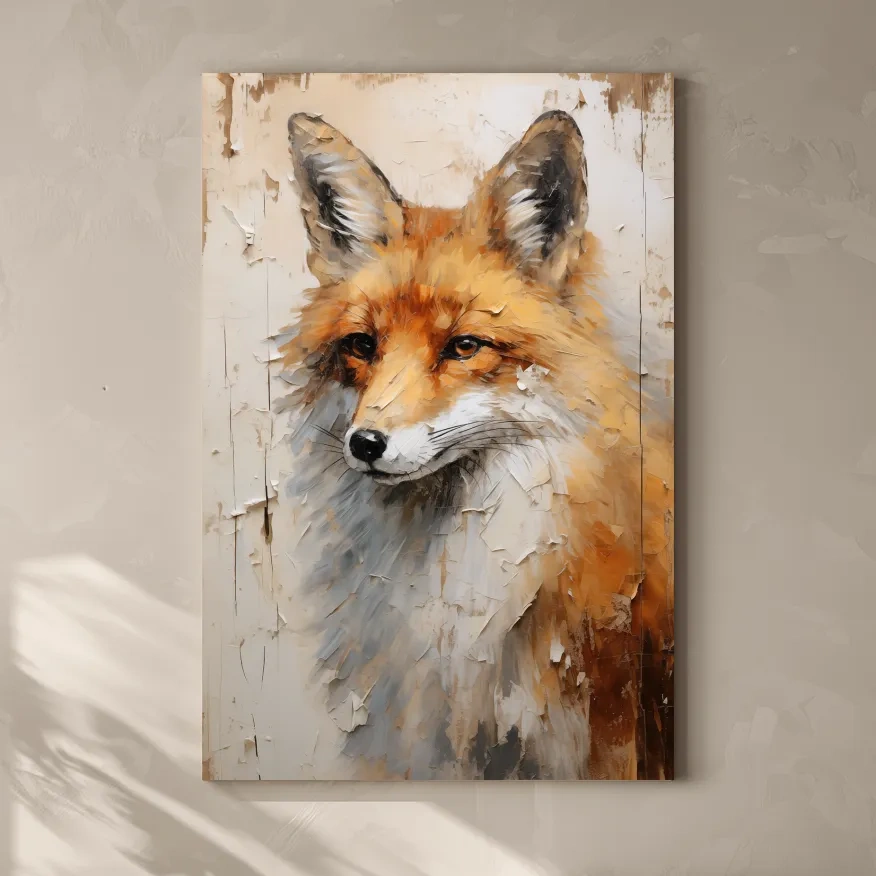 Fox Portrait Painting - Rustic Wildlife Wall Art Print