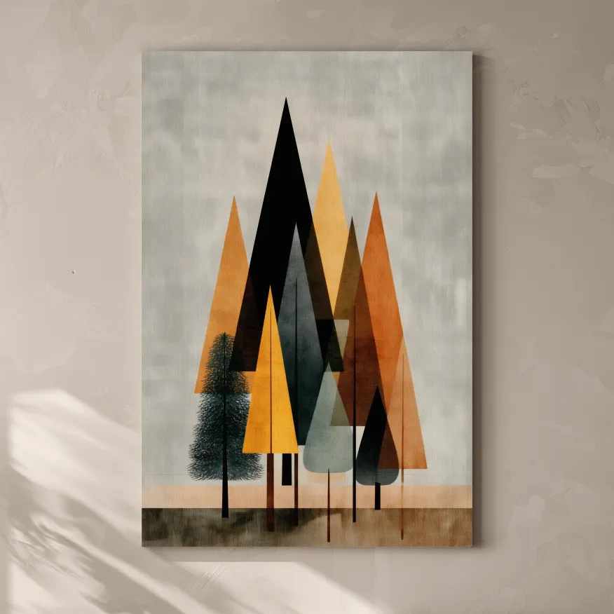 Minimalist Geometric Pine Tree Forest - Mid Century Modern Scandinavian Wall Art