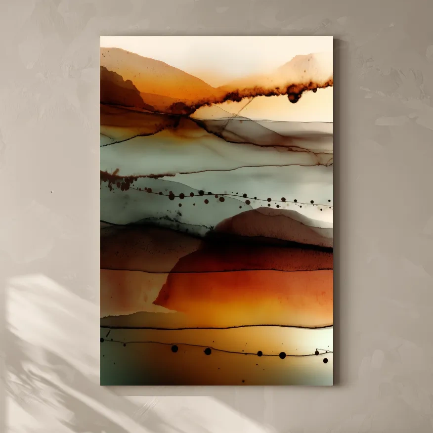 Moody Abstract Mountain Horizon Watercolor - Modern Landscape Wall Art