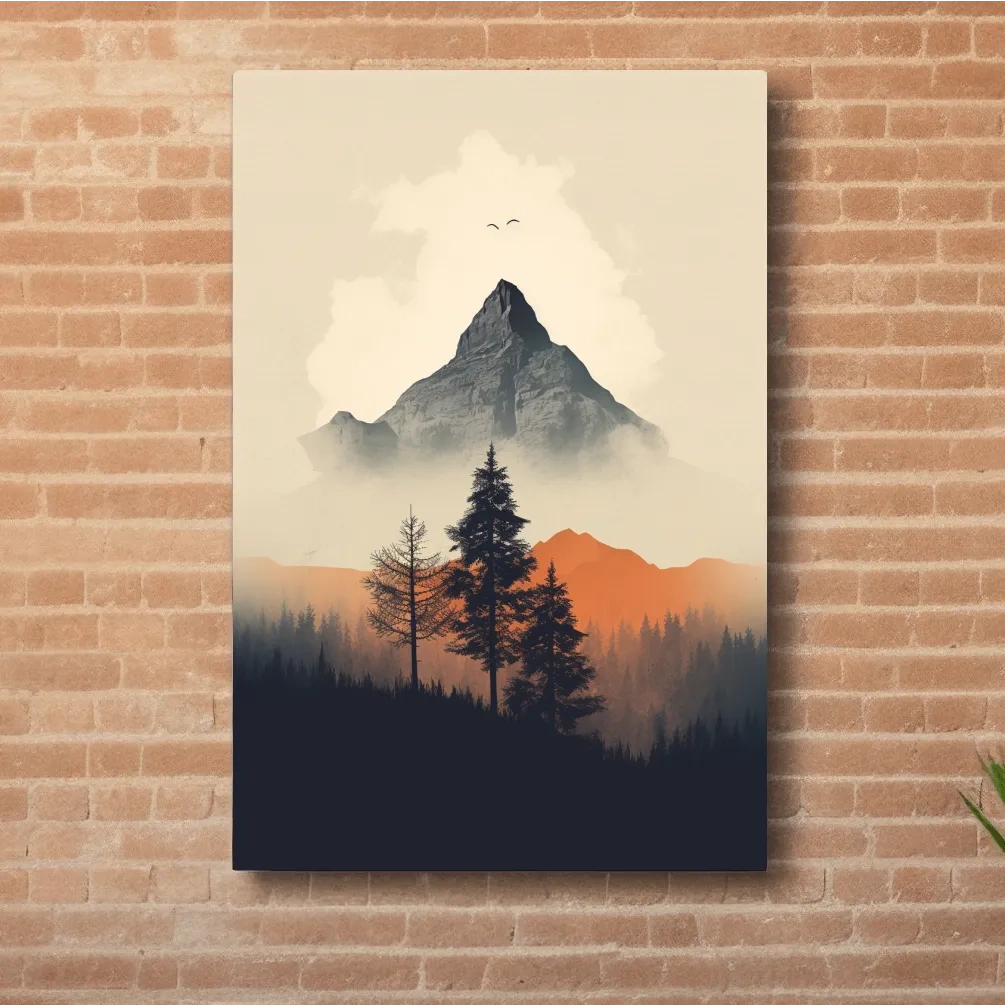 Minimal rustic mountain art
