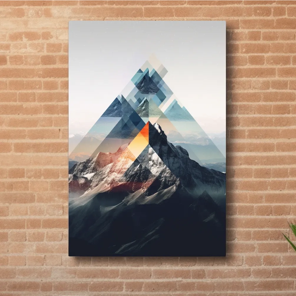 Geometric Abstract Mountain Peak Collage - Minimalist Landscape Artwork