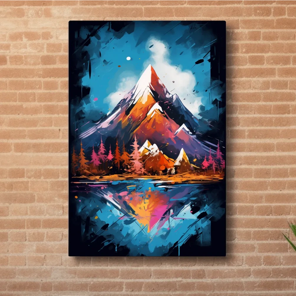 Abstract dynamic mountain painting